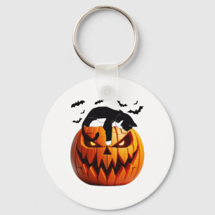 Pumpkin Cat Tuxedo Halloween Bring Excitement For Key Ring