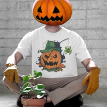 Pumpkin Catches Spider for Halloween