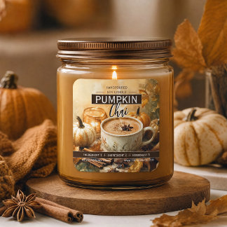 Pumpkin Chai Autumn Candle Label |Cosy Fall Coffee