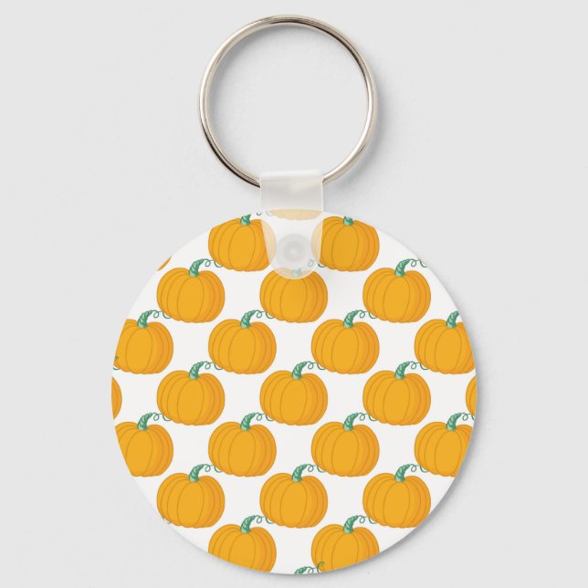 Pumpkin Charm: Vintage Hand-Drawn Pattern. Key Ring (Front)