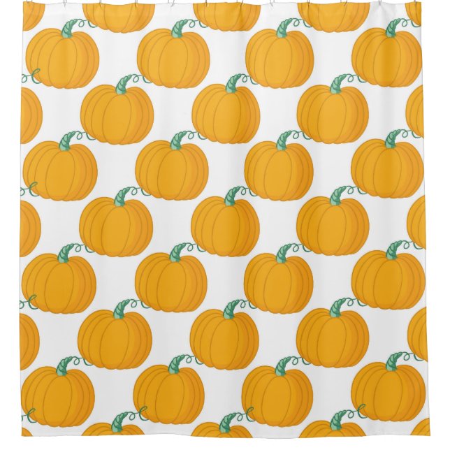 Pumpkin Charm: Vintage Hand-Drawn Pattern. Shower Curtain (Front)