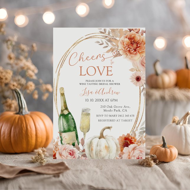 Pumpkin Cheers to Love Ivory Beige Bridal Shower Invitation (Creator Uploaded)