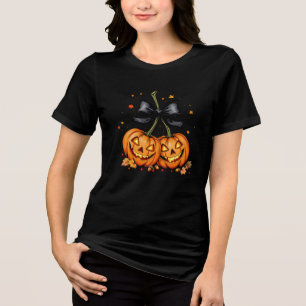 Pumpkin Cherries Autumn Halloween Tri-Blend Shirt