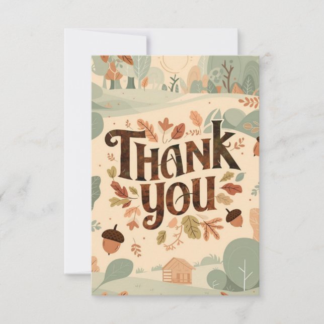 Pumpkin Chestnut Autumn Fall Thank You Card (Front)