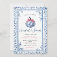 Pumpkin Chinoiserie Blue Floral Fall Bridal Shower