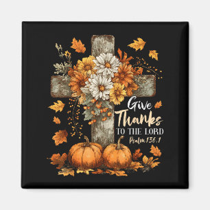 Pumpkin Christian Give Thanks To The Lord Floral F Magnet