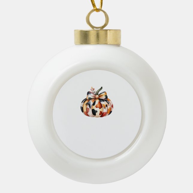 pumpkin Classic T-Shirt Ceramic Ball Christmas Ornament (Front)