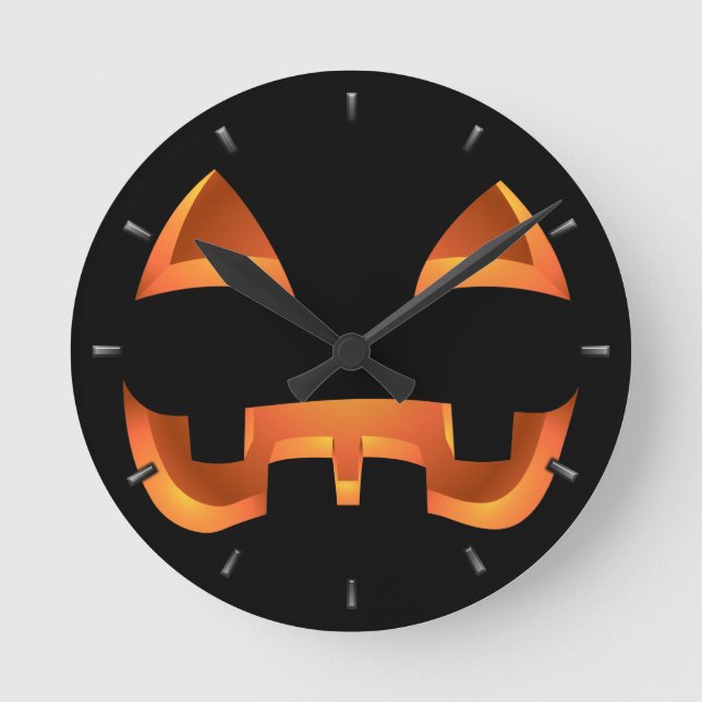 Pumpkin Clock Halloween Jack-O-Lantern Wall Clock (Front)
