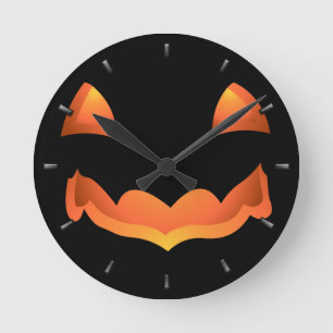 Pumpkin Clock Halloween Jack-O-Lantern Wall Clock