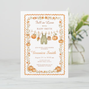 Pumpkin Clothesline Fall in Love Baby Shower Invitation