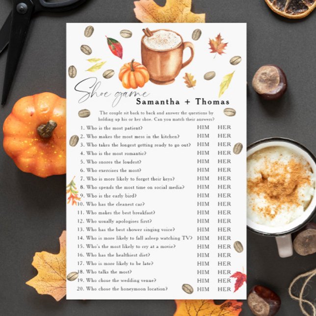 Pumpkin coffee Bridal shower Shoe game (Creator Uploaded)