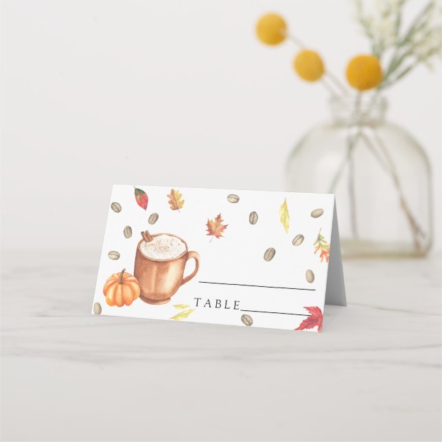 Pumpkin Coffee Bridal shower - wedding place cards (Front)
