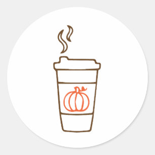 Pumpkin Coffee Cup Classic Round Sticker