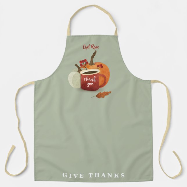 Pumpkin & Coffee Personalised Holiday Apron (Front)