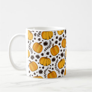 Pumpkin color seamless pattern, hand drawn squash coffee mug