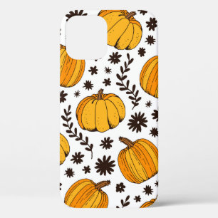 Pumpkin colour seamless pattern, hand drawn squash iPhone 12 case