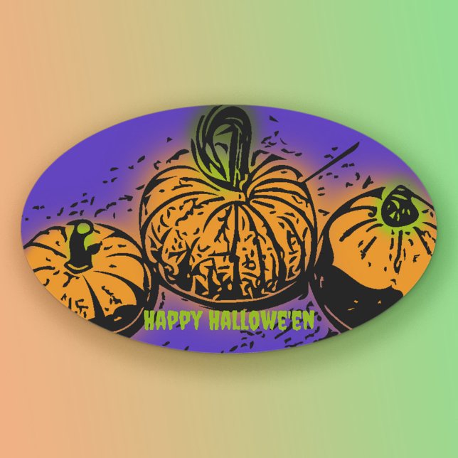 Pumpkin Conspiracy Hallowe'en  Oval Sticker (Creator Uploaded)