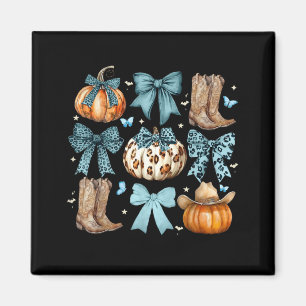 Pumpkin Coquette Bow Cowboy Western Thanksgiving Magnet