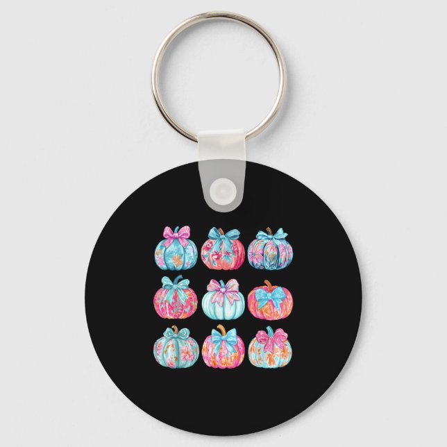 Pumpkin Coquette Bow Fall Vibes  Key Ring (Front)