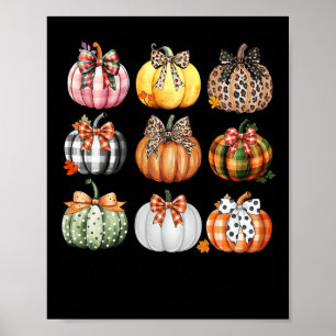 Pumpkin Coquette Bow Season Thanksgiving Autumn Fa Poster
