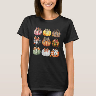 Pumpkin Coquette Bow Season Thanksgiving Autumn Fa T-Shirt