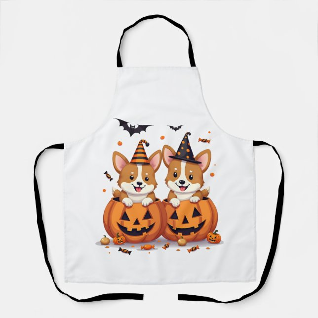 Pumpkin Corgi Party Apron (Front)