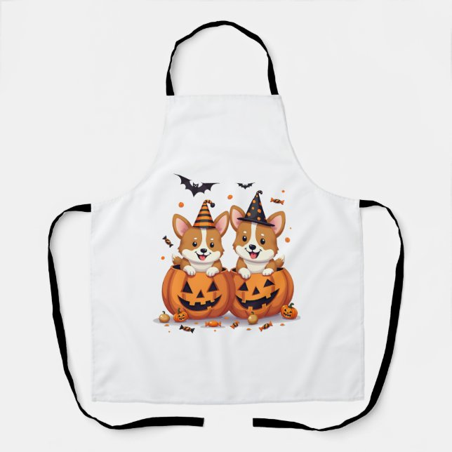 Pumpkin Corgi Party Apron (Front)