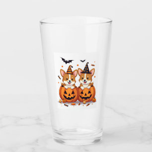Pumpkin Corgi Party Glass