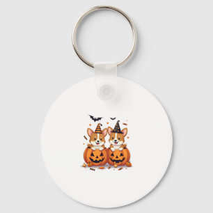 Pumpkin Corgi Party Key Ring