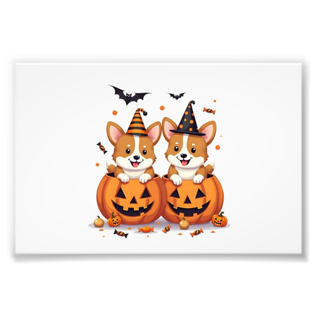 Pumpkin Corgi Party Photo Print (Front)