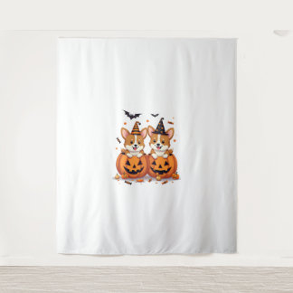 Pumpkin Corgi Party Tapestry