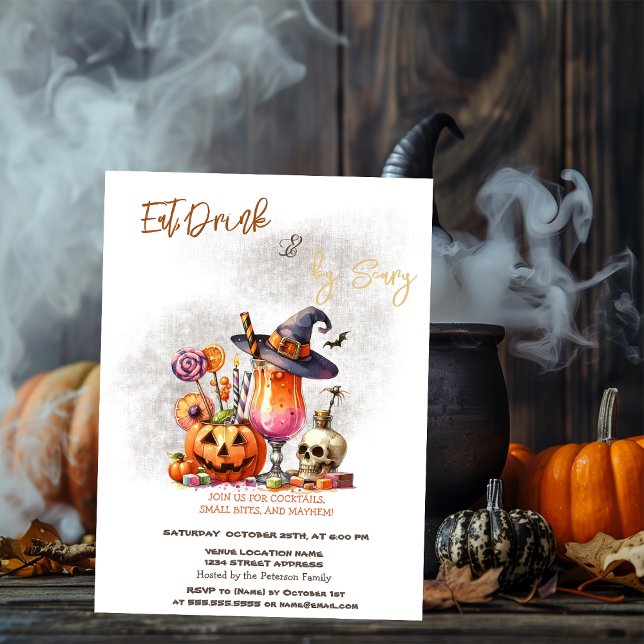 Pumpkin Costumes & Cocktail Halloween Invitation (Creator Uploaded)