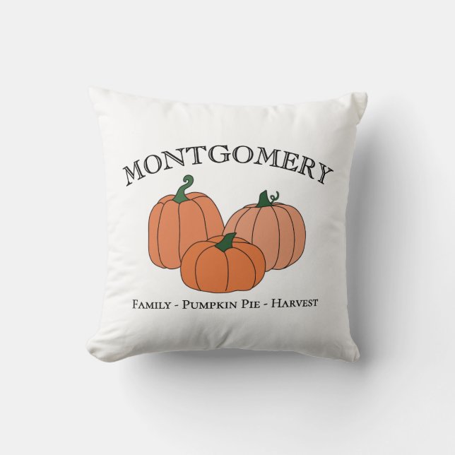 Pumpkin Country Logo Style Family or Company Name Cushion (Front)