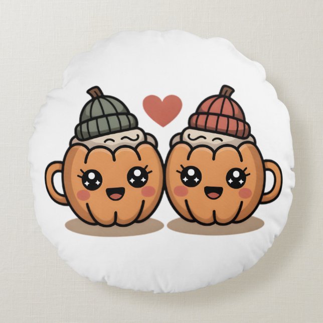 Pumpkin Couple Pillow – Cute Cozy Fall Home Décor (Front)