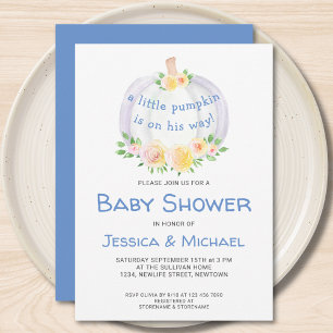 Pumpkin Couples Boys Baby Shower Invitation