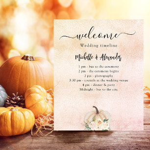 Pumpkin cream blush fall wedding program timeline
