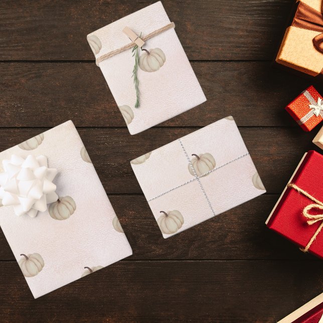 Pumpkin cream rose gold pink fall wrapping paper sheet (Creator Uploaded)