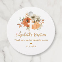 Pumpkin Cross Fall Baptism Favour Tags