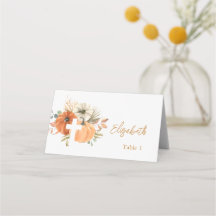 Pumpkin Cross Fall Baptism Place Card
