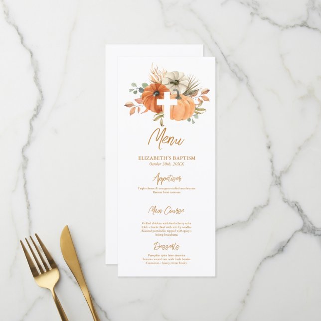 Pumpkin Cross Fall Baptism Tall Menu (Front/Back In Situ)