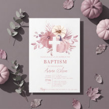 Pumpkin Cross Fall Girl Baptism Dusty Pink