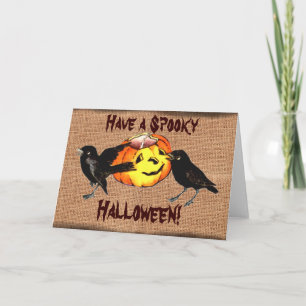 Pumpkin & Crows Vintage Halloween Card