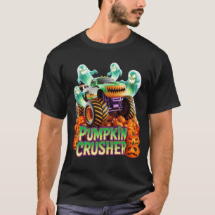 Pumpkin Crusher Monster Truck Ghost Halloween Vehi T-Shirt