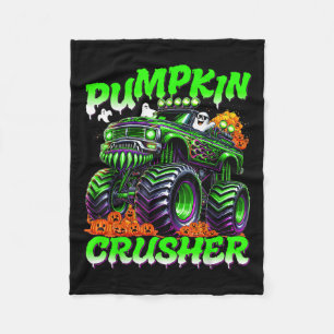 Pumpkin Crusher Monster Truck Ghosts Halloween For Fleece Blanket
