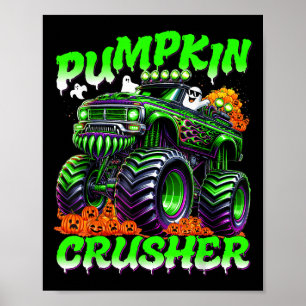 Pumpkin Crusher Monster Truck Ghosts Halloween For Poster
