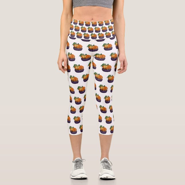 Pumpkin Cupcake Capri Leggings (Front)
