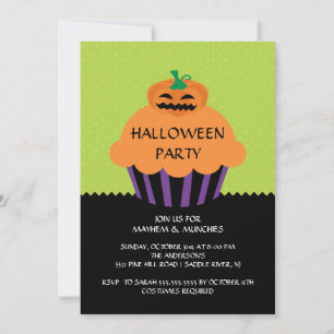 Pumpkin Cupcake Halloween Party Invitation