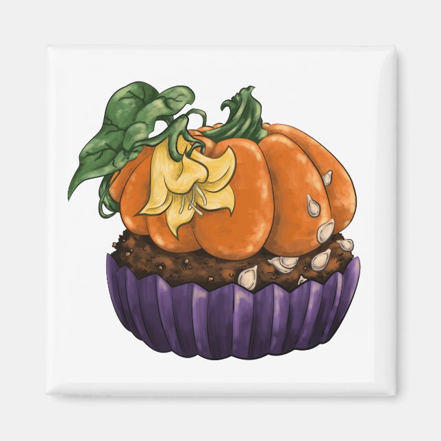 Pumpkin Cupcake Magnet (Front)
