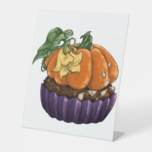 Pumpkin Cupcake Pedestal Sign