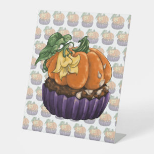 Pumpkin Cupcake Pedestal Sign